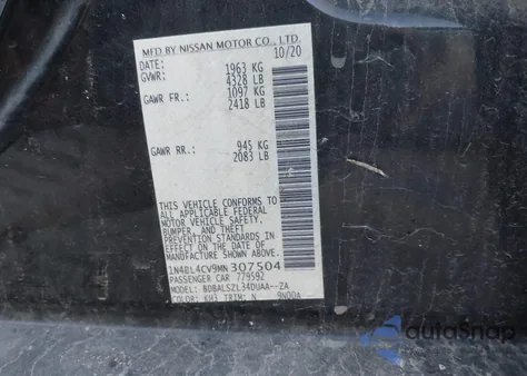 2021 Nissan Altima Sr Fwd из США, поврежденный, VIN 1N4BL4CV9MN307504